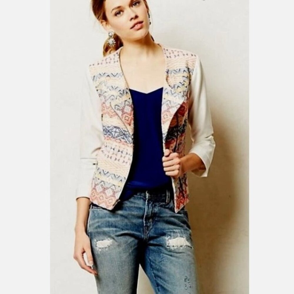 Anthropologie CARTONNIER Moto Jacket Teo - New, never worn Zipper Pockets Woven